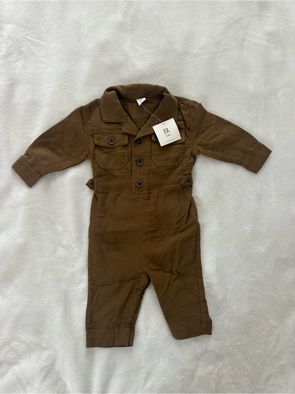NWT Banana Republic Baby 100% Cotton Brown Jumpsuit 6-12 Months Utility